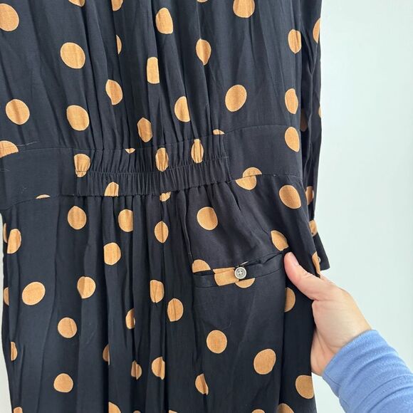 Anthropologie Loveland Wide Leg Jumpsuit - Black with Gold Polkadots | Size 2 - Picture 10 of 12